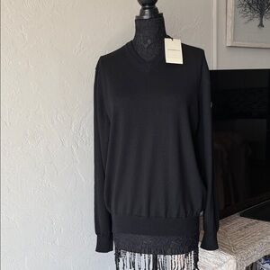 NWT Emporio Armani Classic men Black V-Neck wool Sweater size XL-L